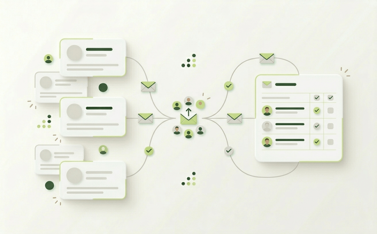 Minimal illustration of website visitors becoming email subscribers for marketing campaigns