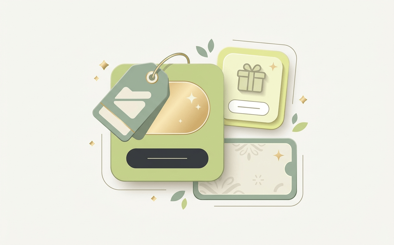 Ilustracion minimalista de tarjetas de oferta y etiquetas de cupon disenadas para motivar accion